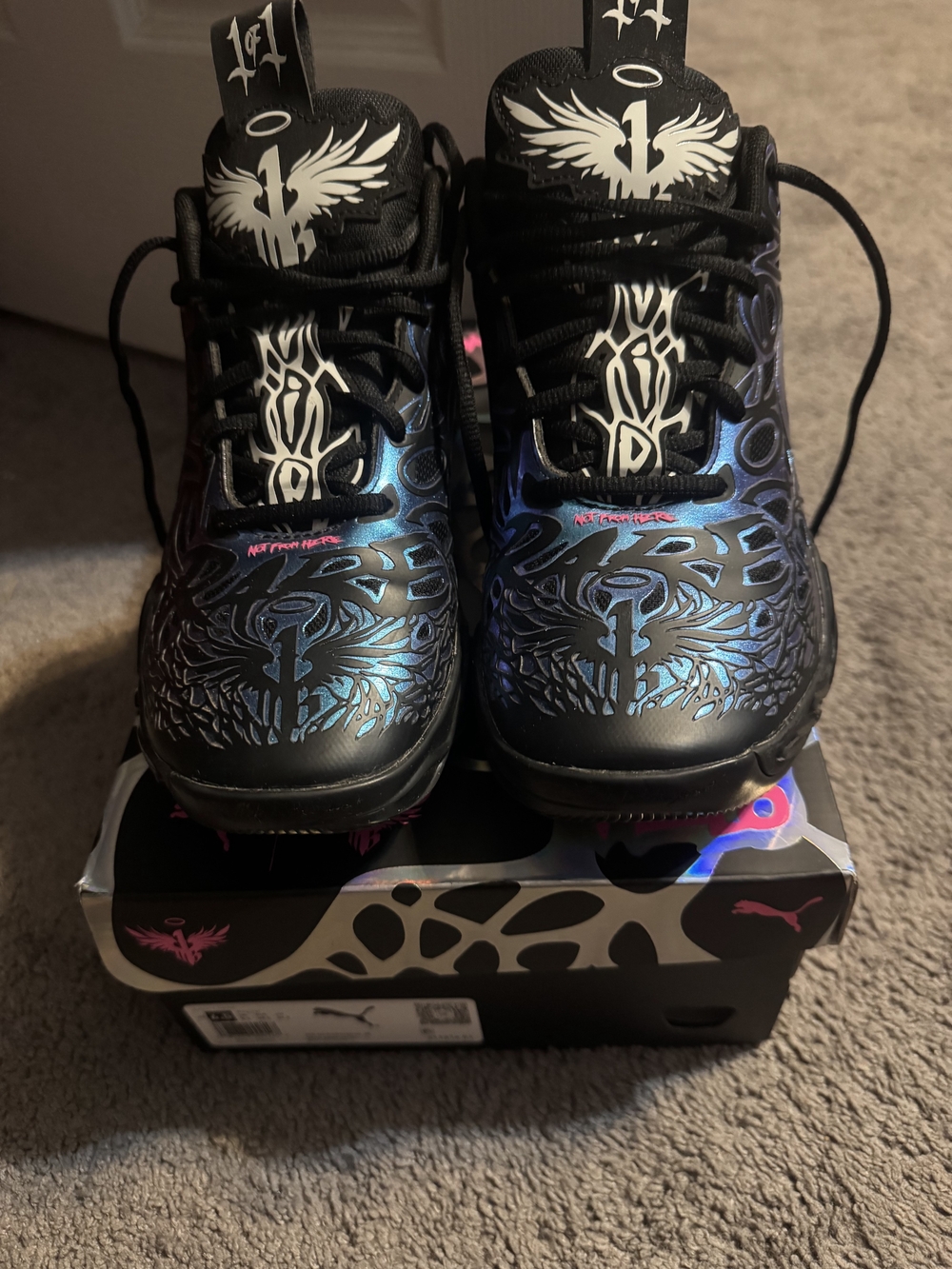 Puma Mens Lamelo  Black Iridescent Graphic Basketball Shoes